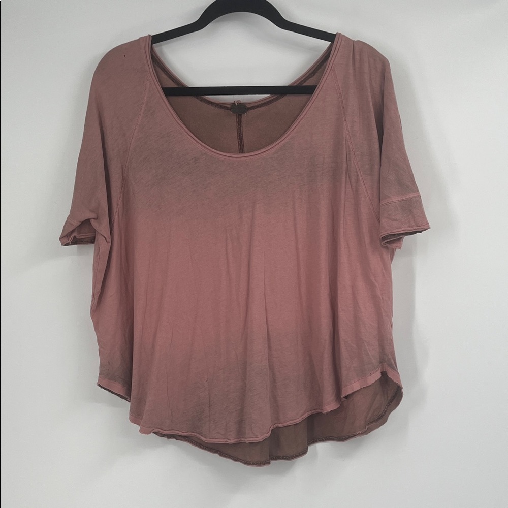 We The Free Mauve Ombré Oversized Short Sleeve Tee